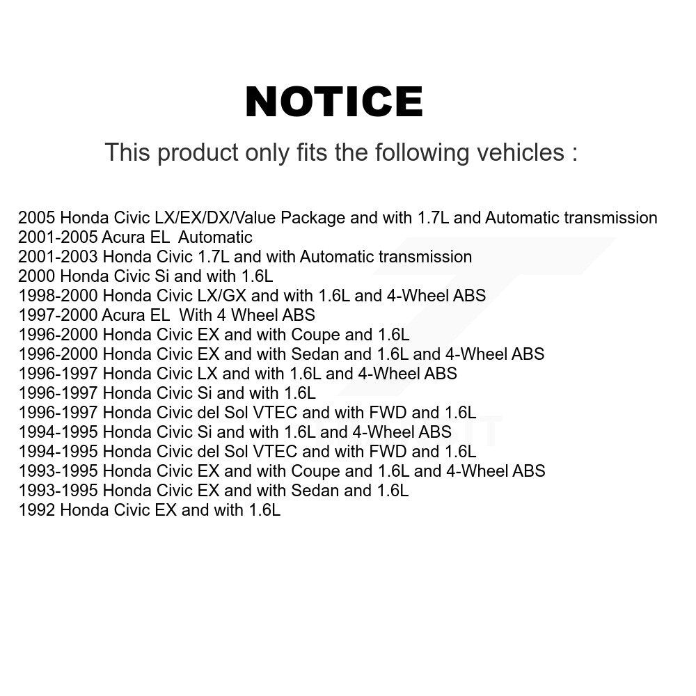 CV Axle Drive Shaft Assembly And Bearing Front Left Kit For Honda Civic Acura EL