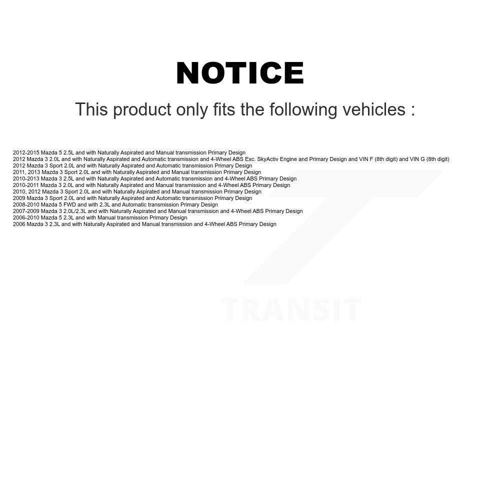 CV Axle Drive Shaft Assembly And Bearing Front Left Kit For Mazda 3 5 Sport