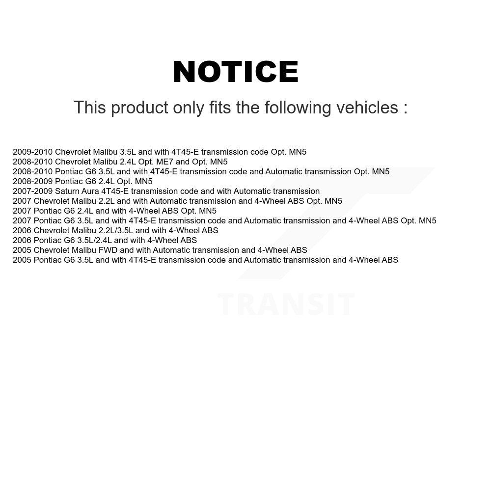 CV Axle Shaft And Bearing Front Right Kit For Chevrolet Malibu Pontiac G6 Saturn