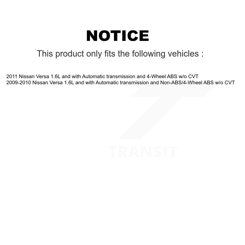 CV Axle Drive Shaft And Hub Bearing Front Right Kit For Nissan Versa w o CVT