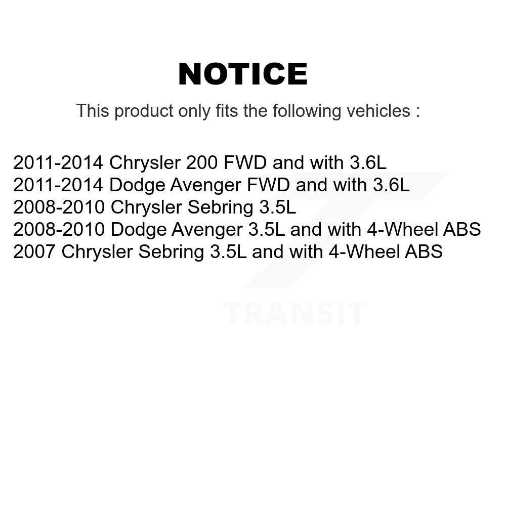 CV Axle Shaft And Bearing Front Right Kit For Chrysler 200 Dodge Avenger Sebring