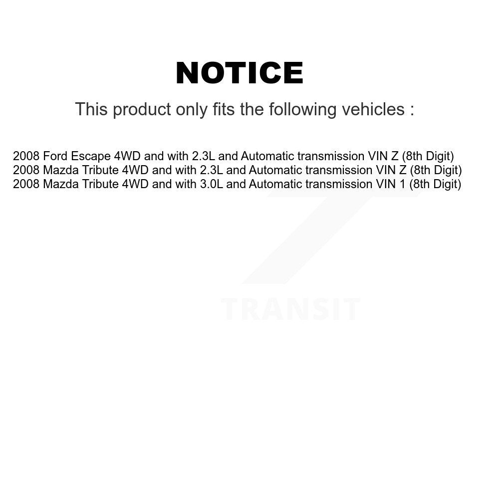 CV Axle And Bearing Front Rear Kit (8Pc) For 2008 Ford Escape Mazda Tribute