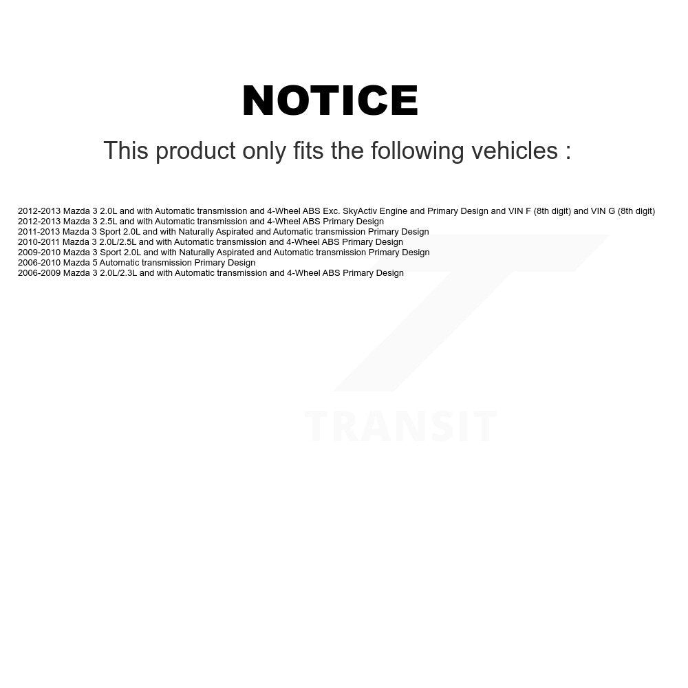 CV Axle Drive Shaft Assembly And Bearing Front Right Kit For Mazda 3 5 Sport