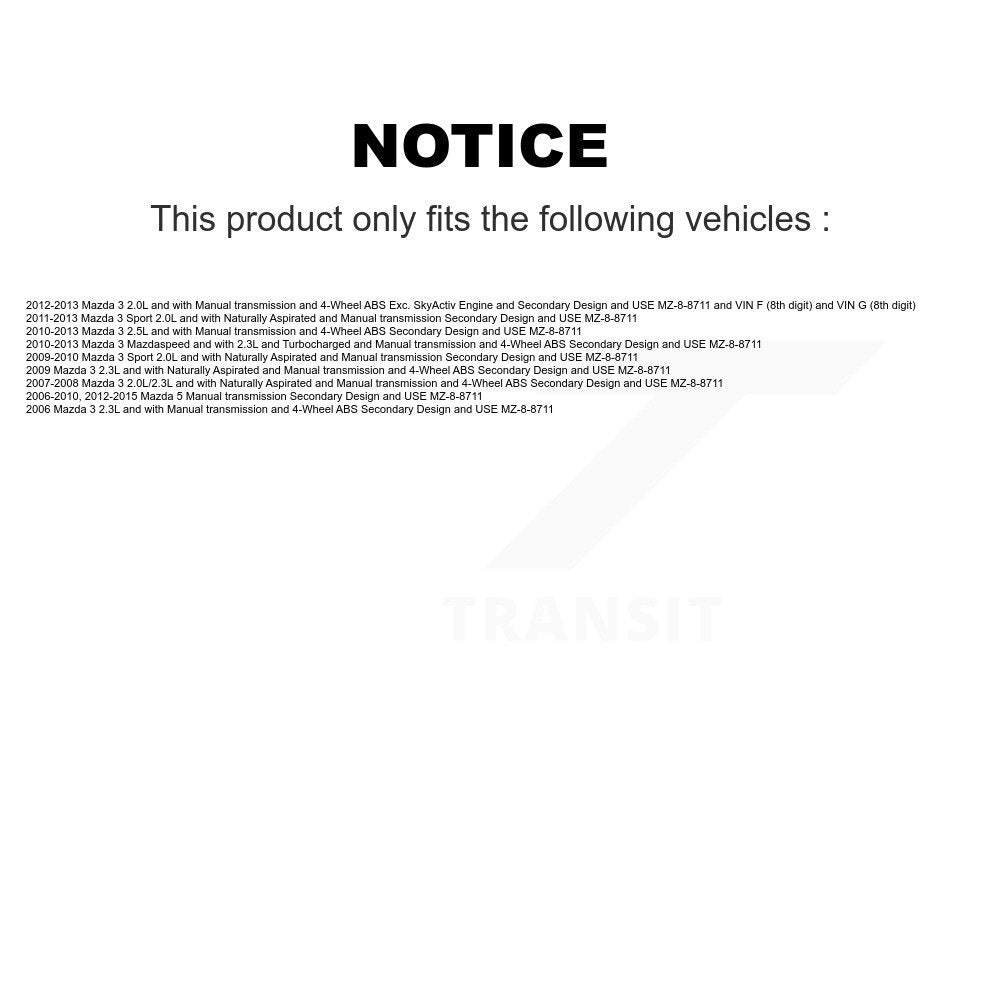 CV Axle Drive Shaft Assembly And Bearing Front Right Kit For Mazda 3 5 Sport