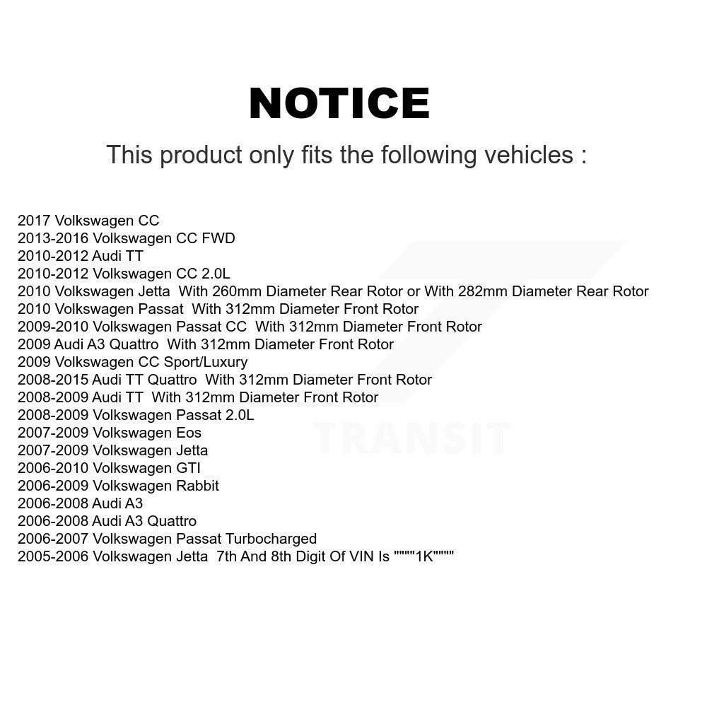 Semi-Metallic Ceramic Disc Brake Pads Front Rear Kit For Volkswagen Jetta Rabbit