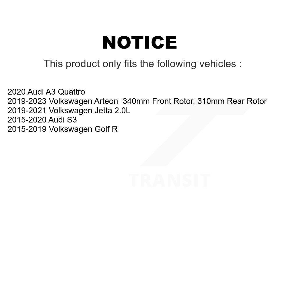 Ceramic Disc Brake Pads Front Rear Kit For Volkswagen Jetta Golf R Arteon Audi