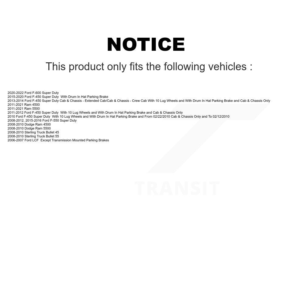 Parking Brake Shoe & Hardware Rear Kit For Ford F-450 Super Duty F-550 Ram Dodge