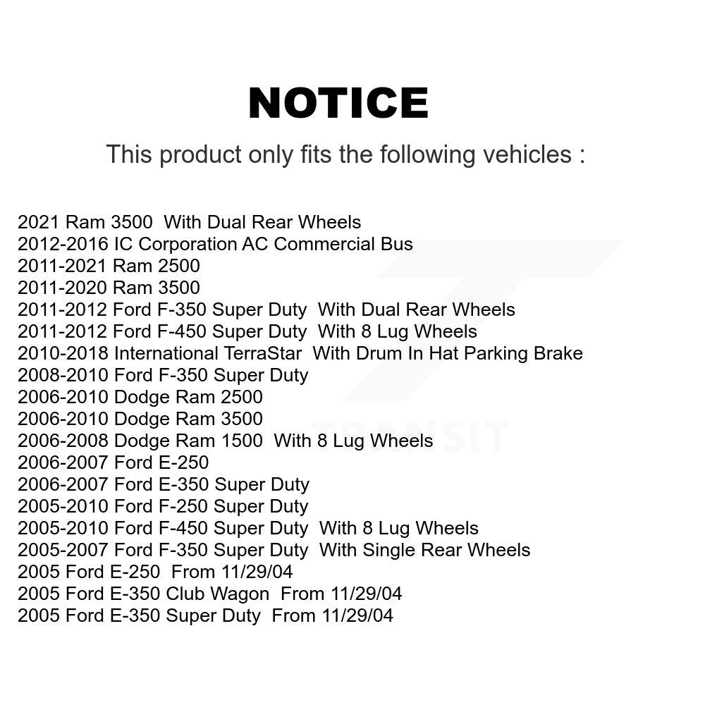 Parking Brake Shoe Hardware Rear Kit For Ram Ford Dodge 2500 3500 F-350 Super IC