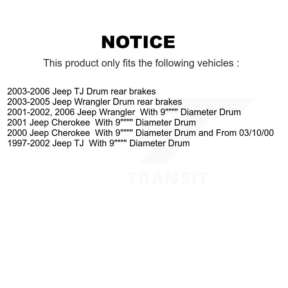 Drum Brake Shoes With Hardware Rear Kit For Jeep Wrangler Cherokee TJ