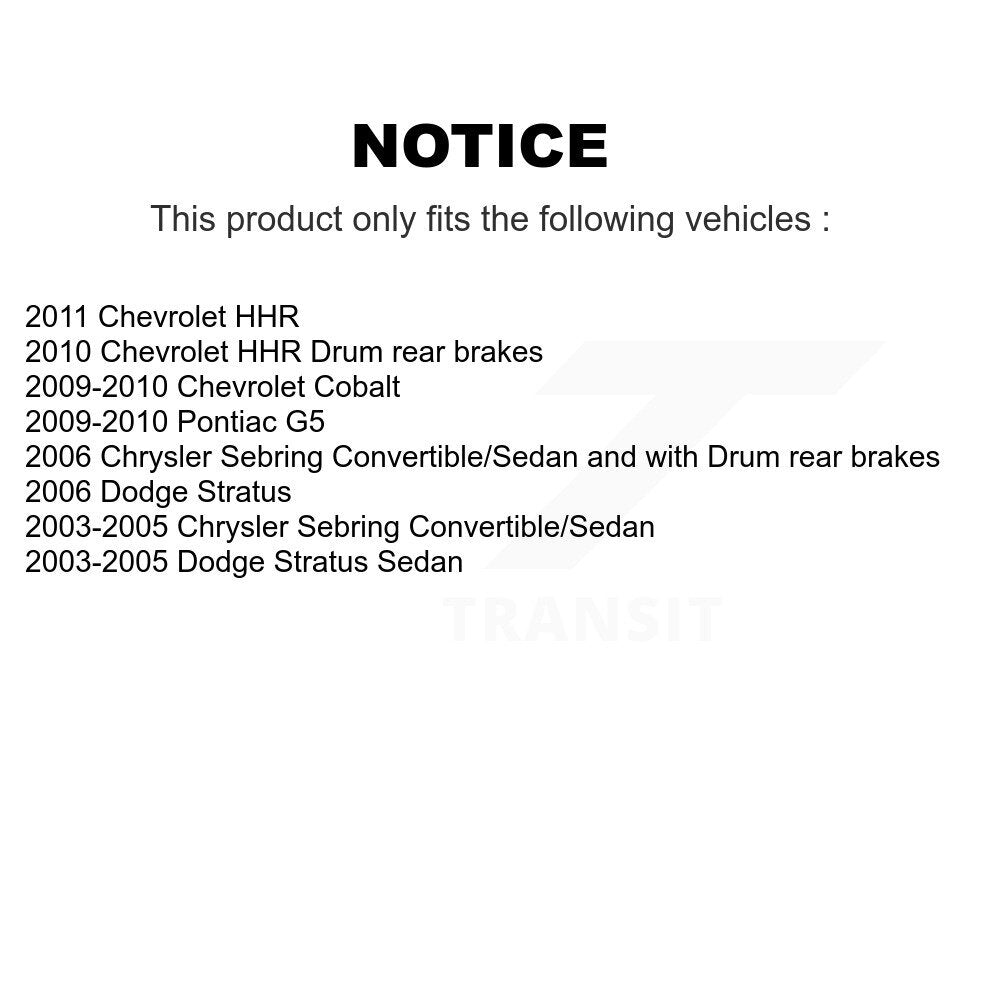 Drum Brake Shoes Hardware Rear Kit For Chevrolet Cobalt Chrysler Sebring Pontiac