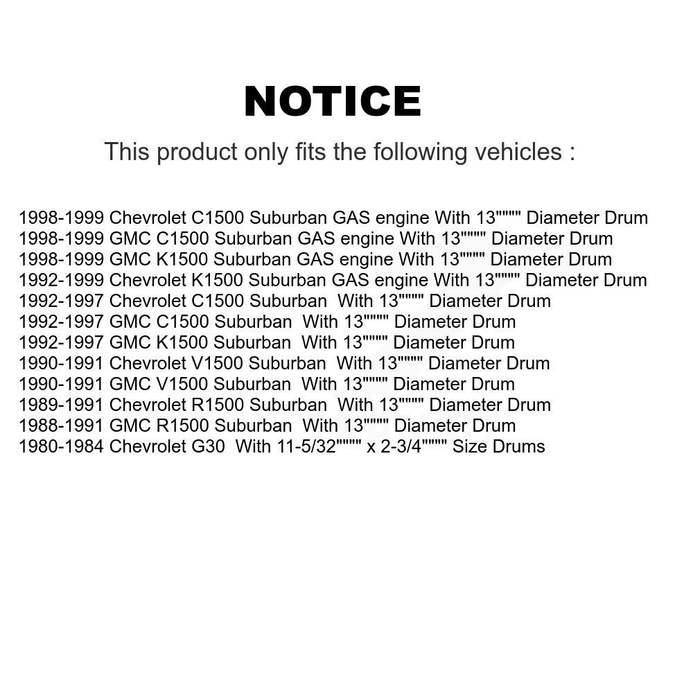 Drum Brake Shoe And Hardware Rear Kit For Chevrolet K1500 Suburban GMC G30 C1500
