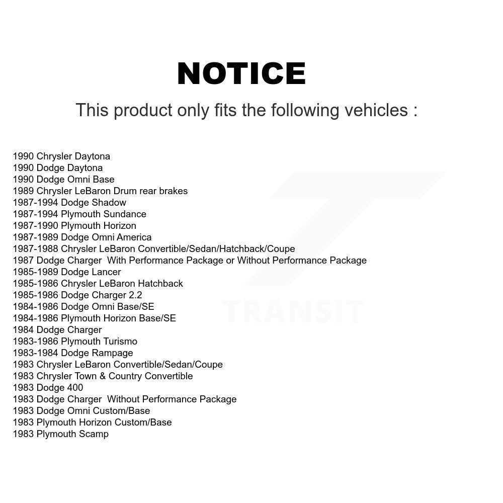 Drum Brake Shoe Hardware Rear Kit For Dodge Chrysler LeBaron Shadow Plymouth 400