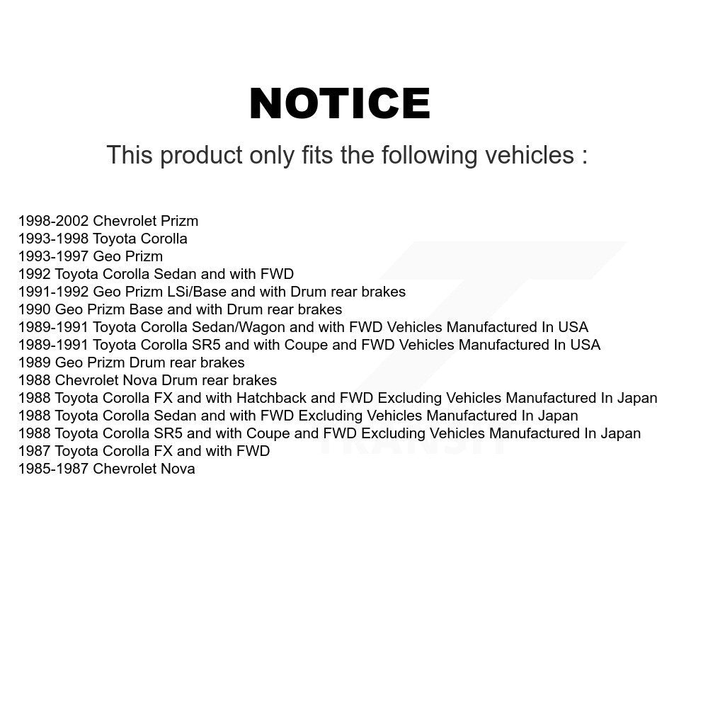 Drum Brake Shoes & Hardware Rear Kit For Toyota Corolla Chevrolet Prizm Nova Geo