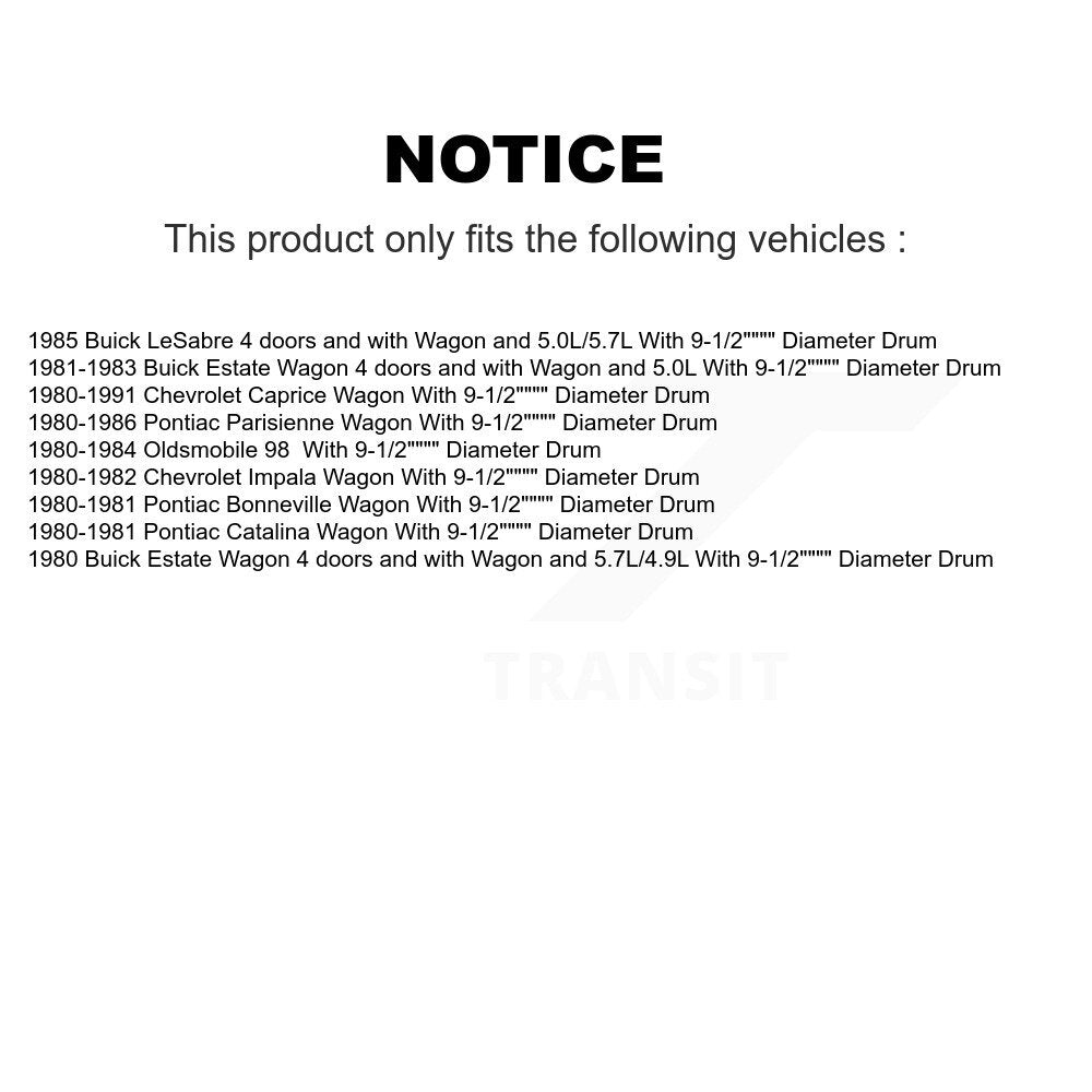 Drum Brake Shoes & Hardware Rear Kit For Chevrolet Caprice Pontiac Parisienne 98