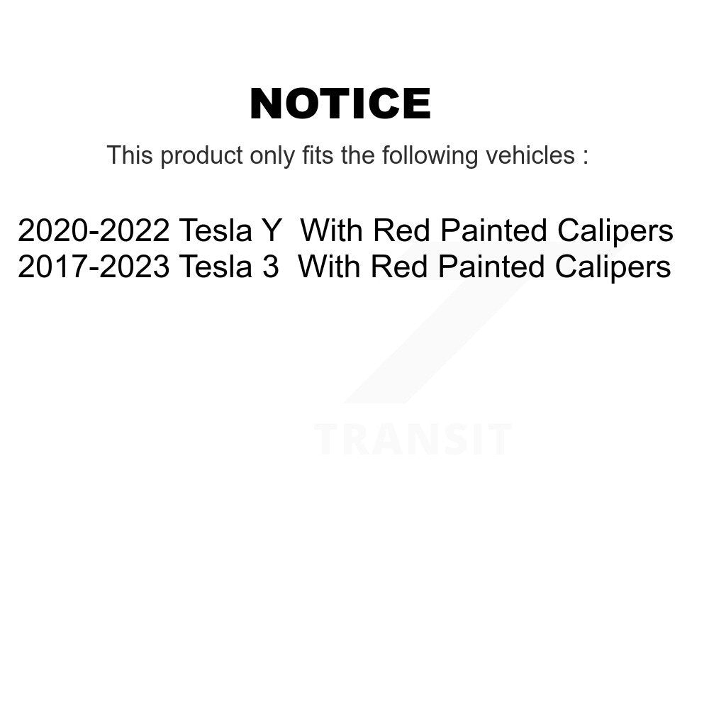 Semi-Metallic Brake Pads Front Rear Kit For Tesla 3 With Red Painted Calipers