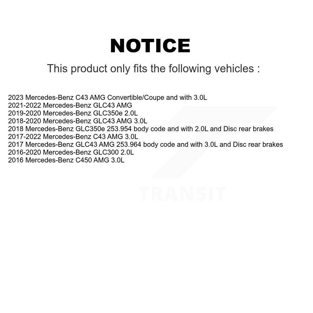 Semi-Metallic Brake Pads & Wear Sensor Rear Kit For Mercedes-Benz GLC300 C43 AMG
