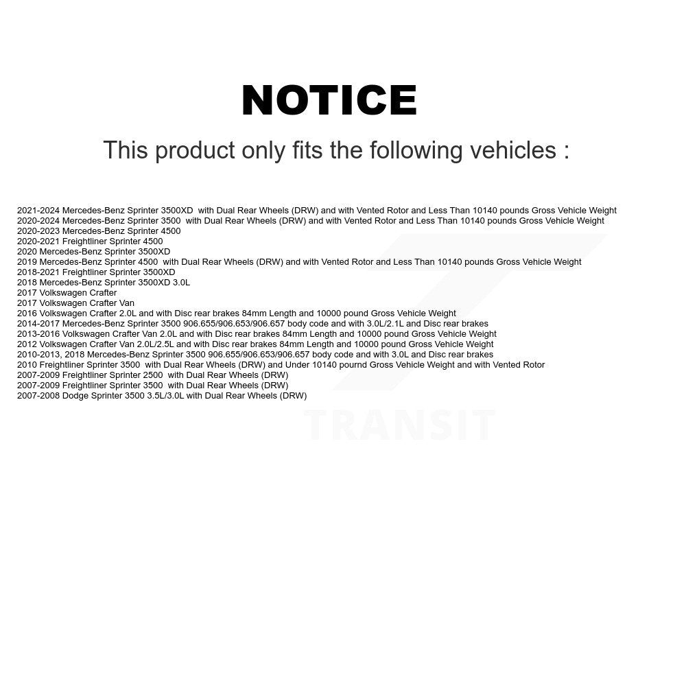 Brake Pads Wear Sensor (2 Pack) Rear For Mercedes-Benz Sprinter 3500 Dodge 4500