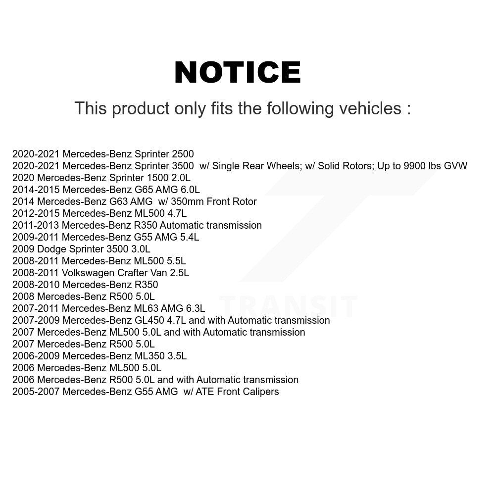 Brake Pads Wear Sensor (4 Pack) Front Rear For Mercedes-Benz Sprinter 2500 ML350