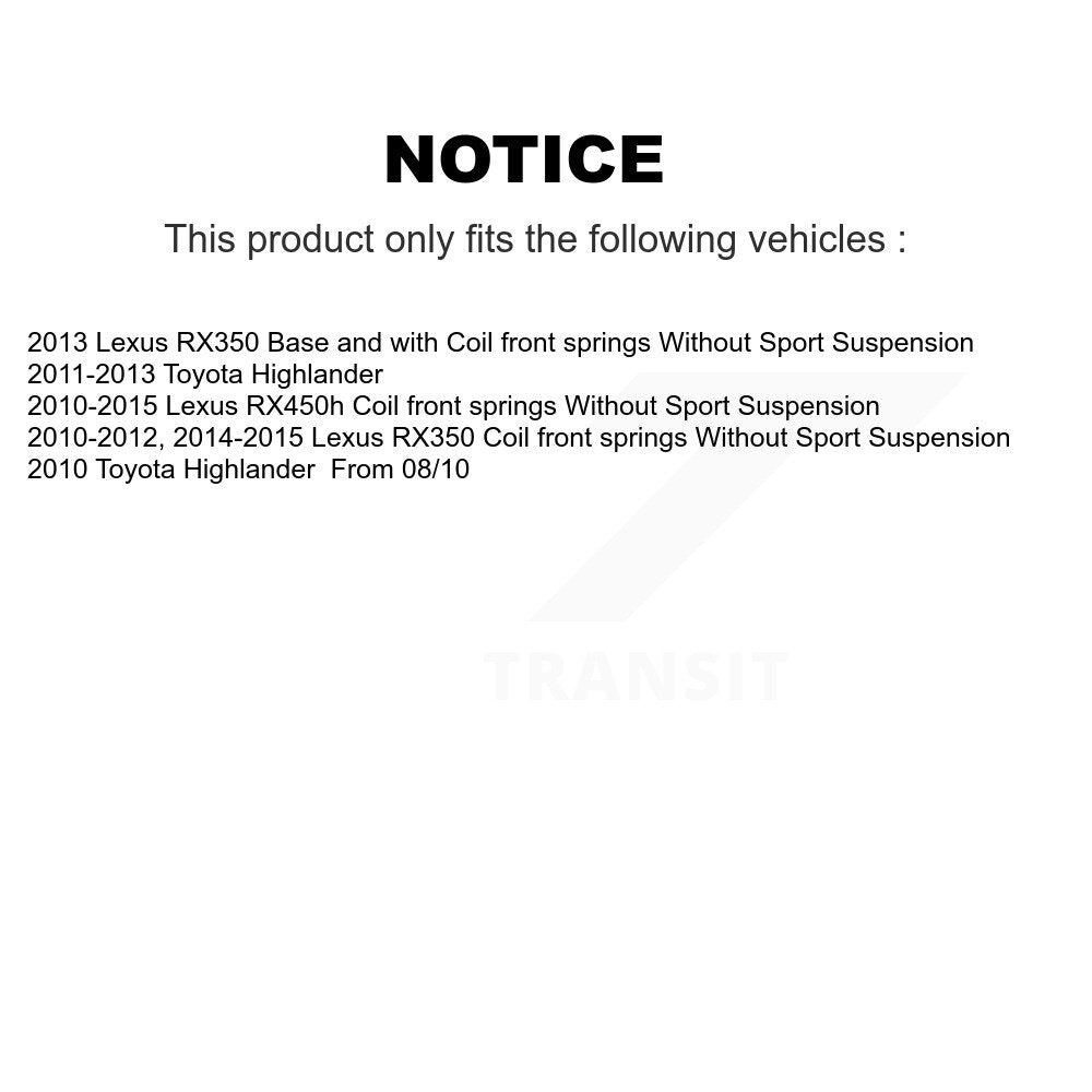 Suspension Strut & Mount Front Right Kit For Lexus RX350 Toyota Highlander
