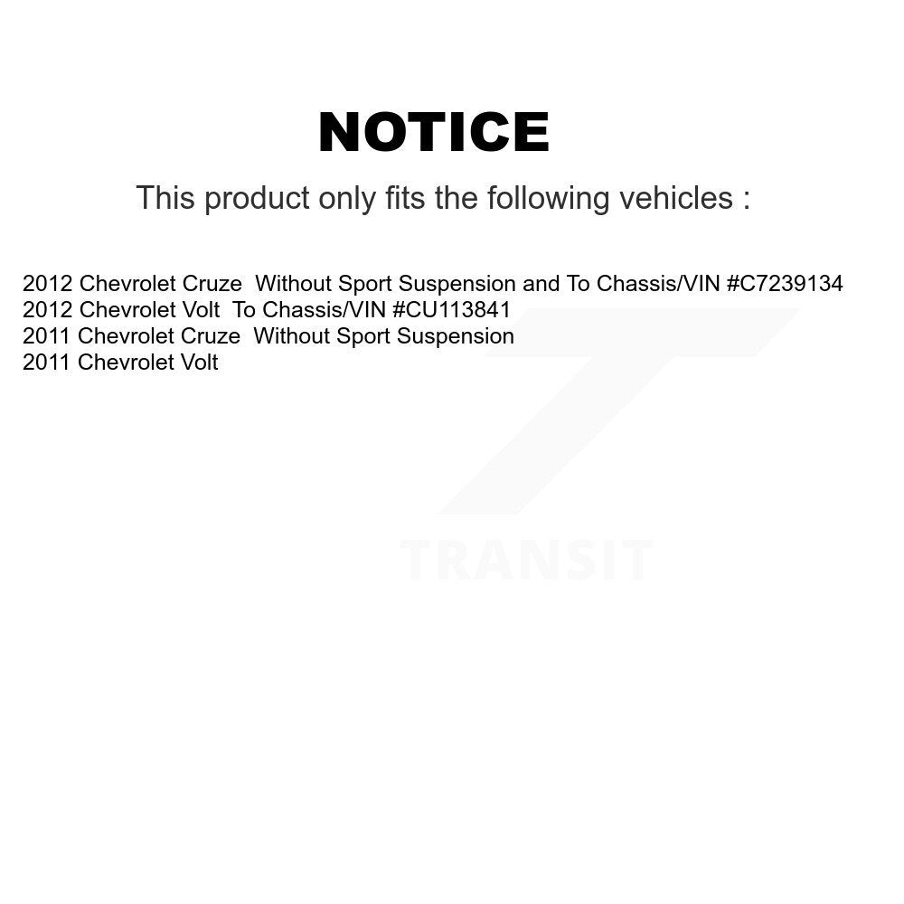 Front Strut Rear Shock & Hardware Kit (8Pc) For Chevrolet Cruze Volt