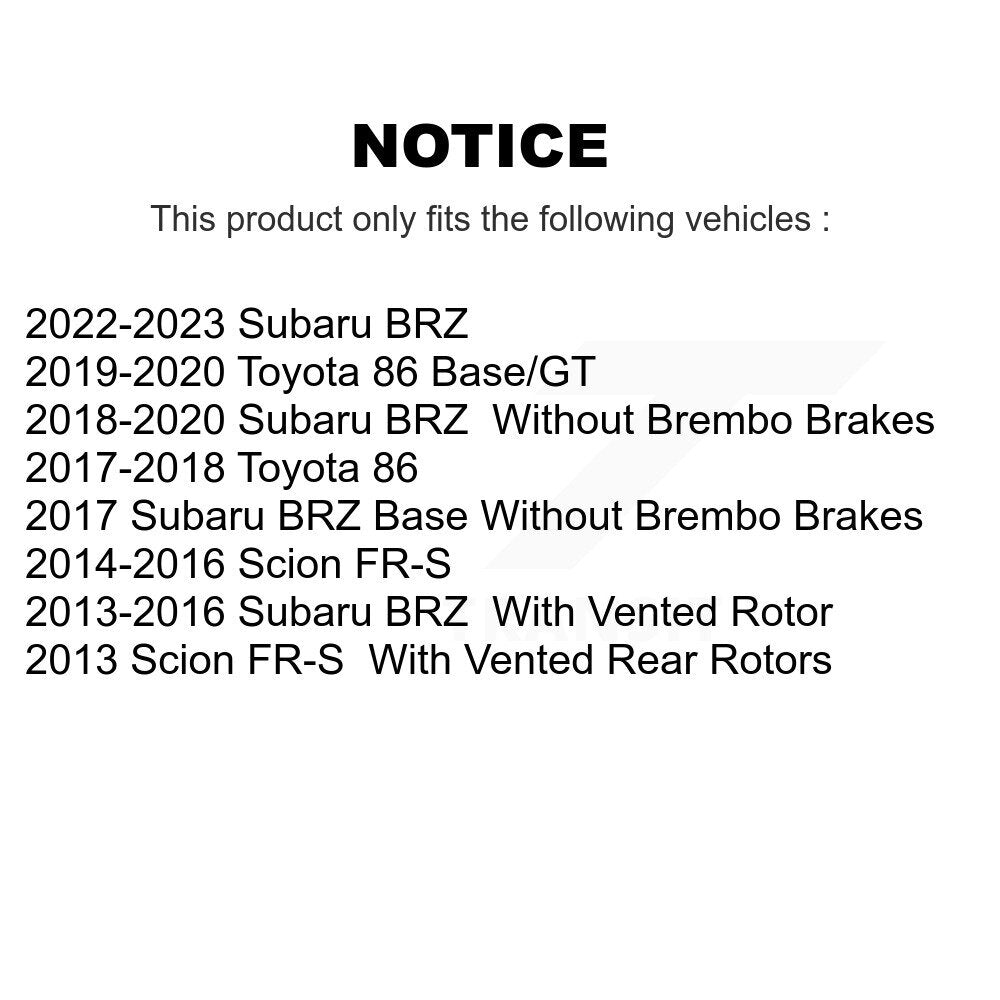 Semi-Metallic Brake Pads Front Rear Kit For Subaru BRZ Scion FR-S Toyota 86 GR86