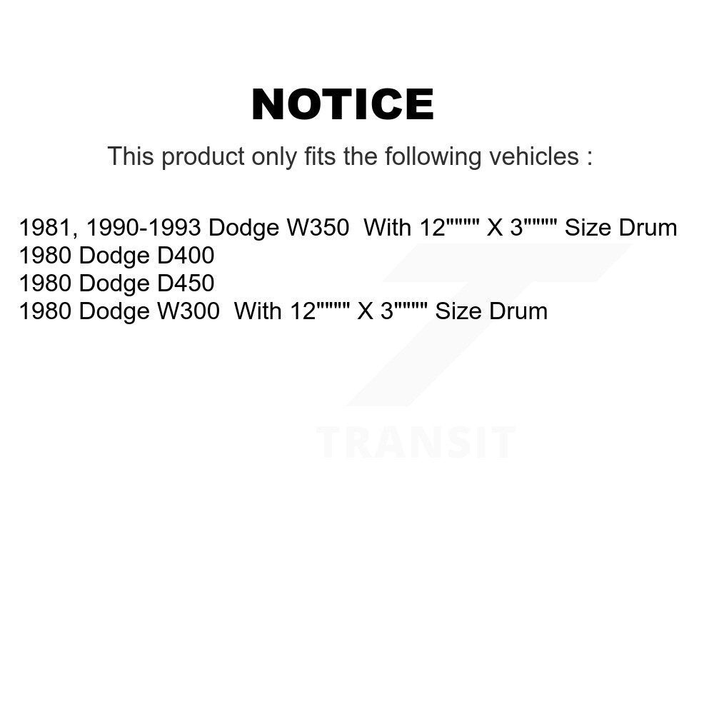 Semi-Metallic Brake Pads Drum Shoes Front Rear Kit For Dodge W350 W300 D400 D450