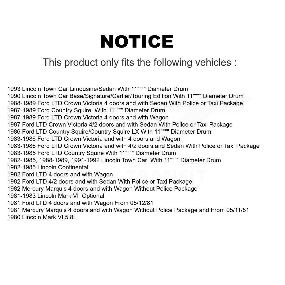Semi-Metallic Brake Pads Drum Shoes Front Rear Kit For Lincoln Town Car Ford LTD
