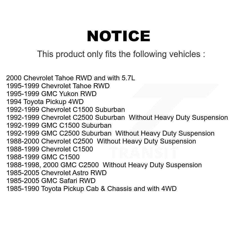 Shock Absorber And TOR Link Front Kit For Chevrolet C1500 GMC Astro Safari C2500