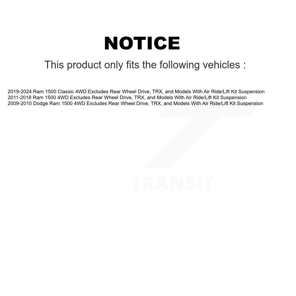 Complete Shock Assembly And TOR Link Front Kit For Ram 1500 Classic Dodge 4WD