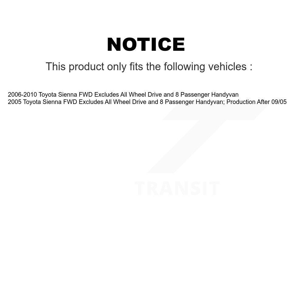 Complete Shock Assembly And TQ Link Front Kit For Toyota Sienna FWD