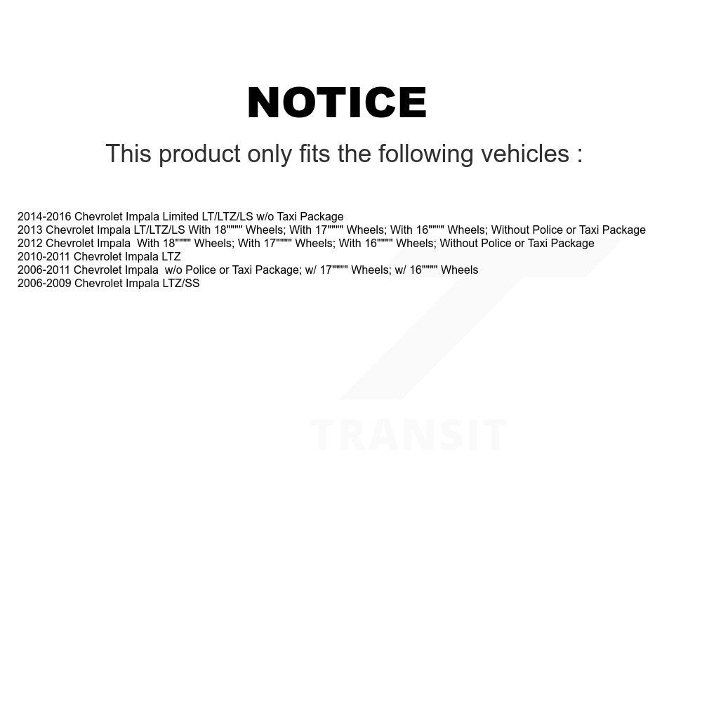 Complete Shock Assembly And TQ Link Front Kit For Chevrolet Impala Limited