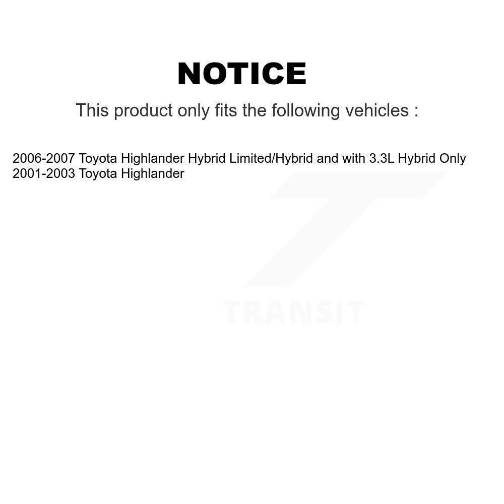 Complete Shock Assembly And TOR Link Front Right Kit For Toyota Highlander