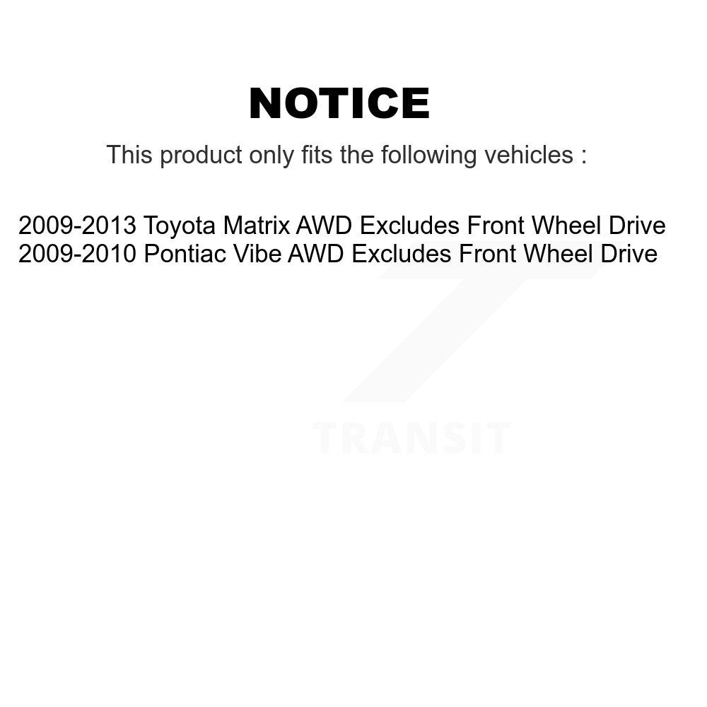 Shock Assembly And TOR Link Rear Right Kit For Toyota Matrix Pontiac Vibe AWD