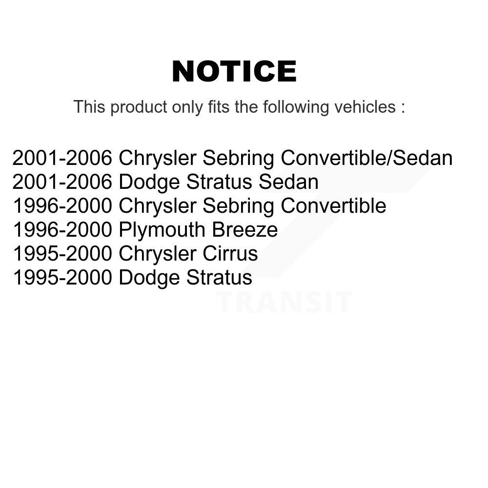 Strut & TOR Link Kit Rear For Chrysler Sebring Cirrus Dodge Stratus Plymouth