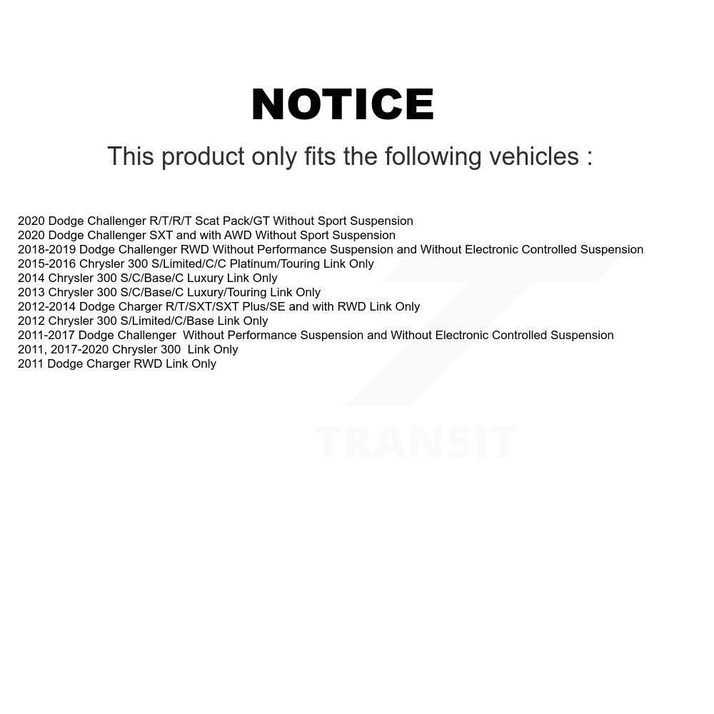 Shock And TOR Link Kit Rear For Dodge Chrysler 300 Charger Challenger Magnum