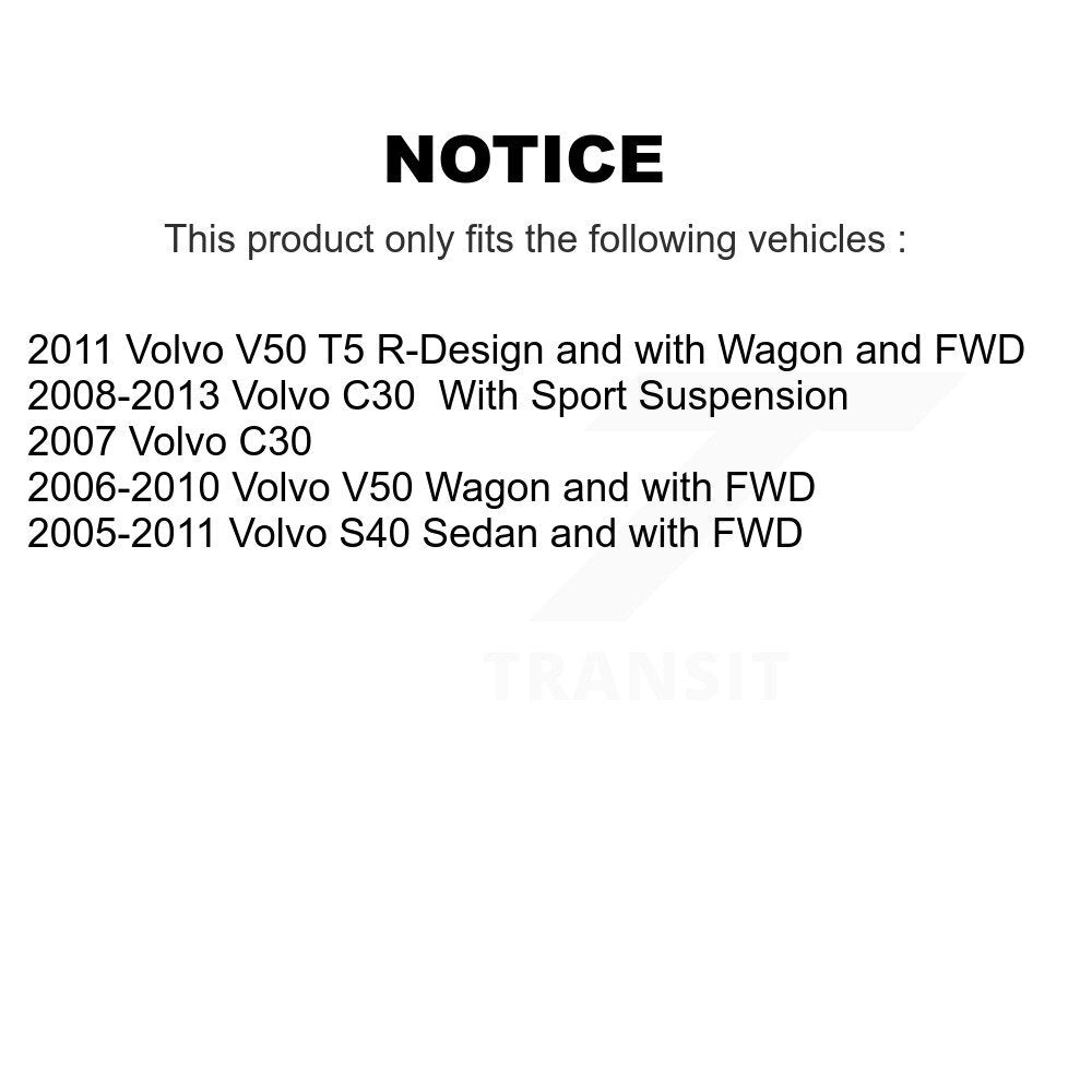 Complete Strut Rear Shock & TQ Bar Link Front Kit (8Pc) For Volvo S40 C30