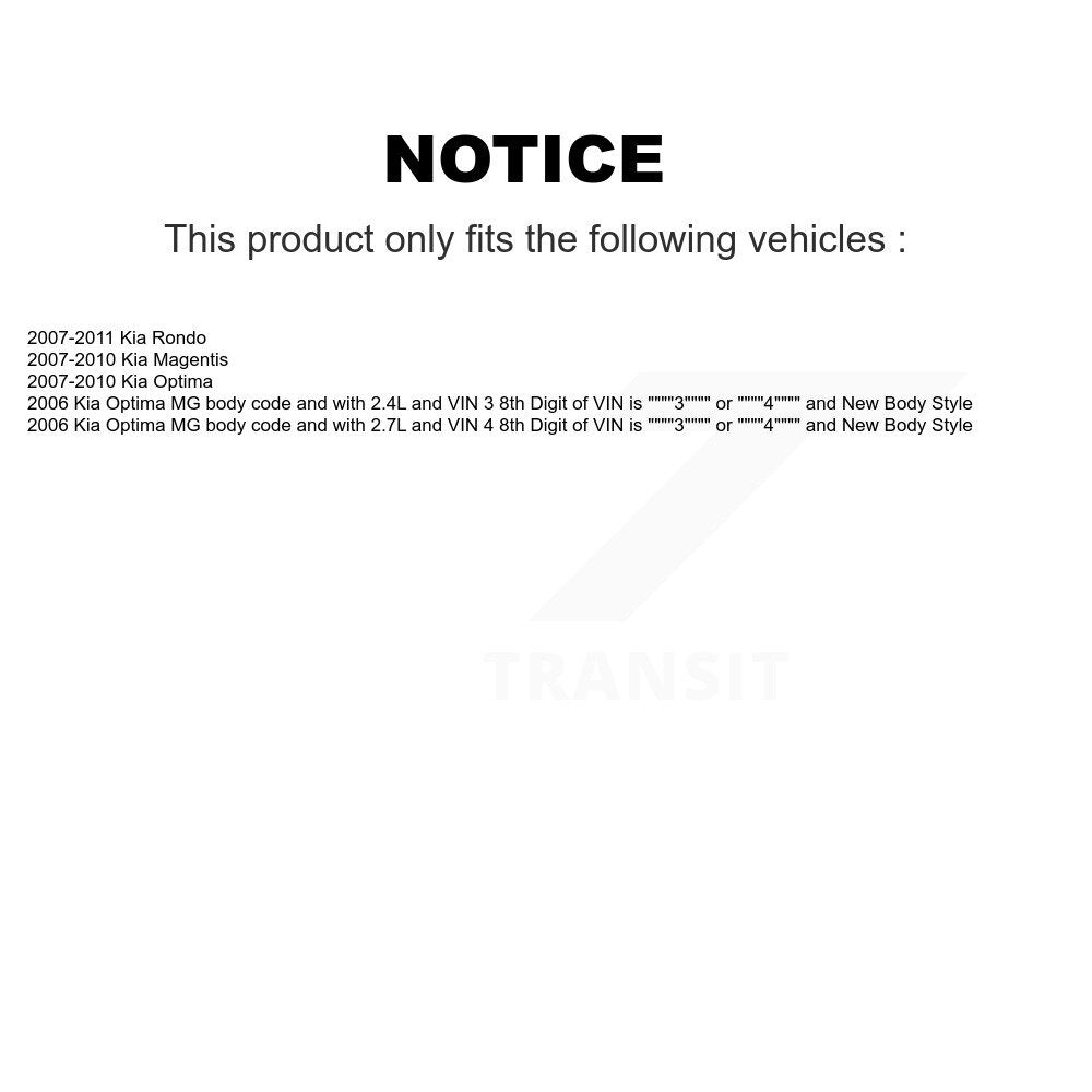 Strut Rear Shock & TQ sway Bar Link Front Kit (8Pc) For Kia Rondo Optima