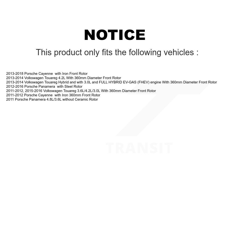 Semi-Metallic Brake Pad And Wear Sensor Front Kit For Porsche Cayenne Volkswagen