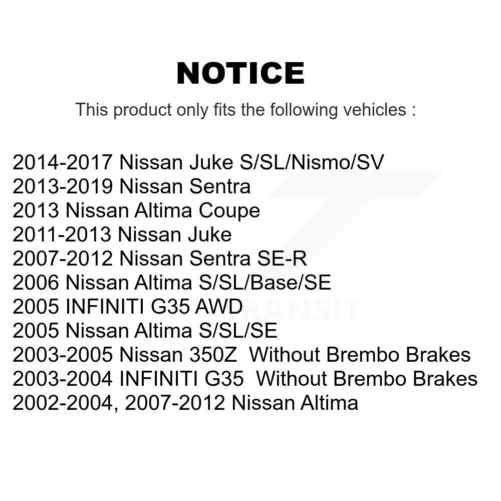 Ceramic Brake Pad Front Rear Kit For Nissan Sentra Altima Juke 350Z INFINITI G35