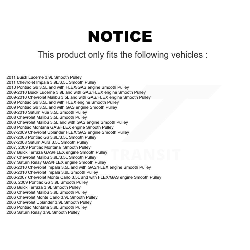 Accessory Drive Belt Idler Pulley Lower KTP-89160 For Chevrolet Impala Pontiac