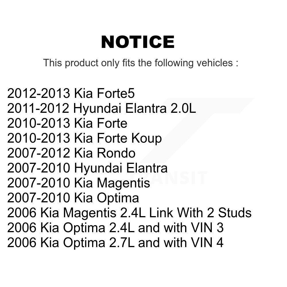 Suspension Bar Link Front Pair For Hyundai Elantra Kia Rondo Forte Koup Optima