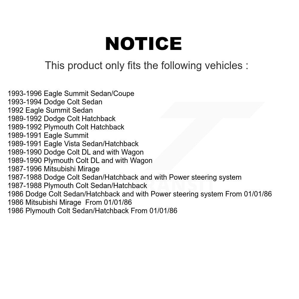 Ball Joint Tie Rod End Front Kit For Colt Dodge Eagle Summit Plymouth Mitsubishi