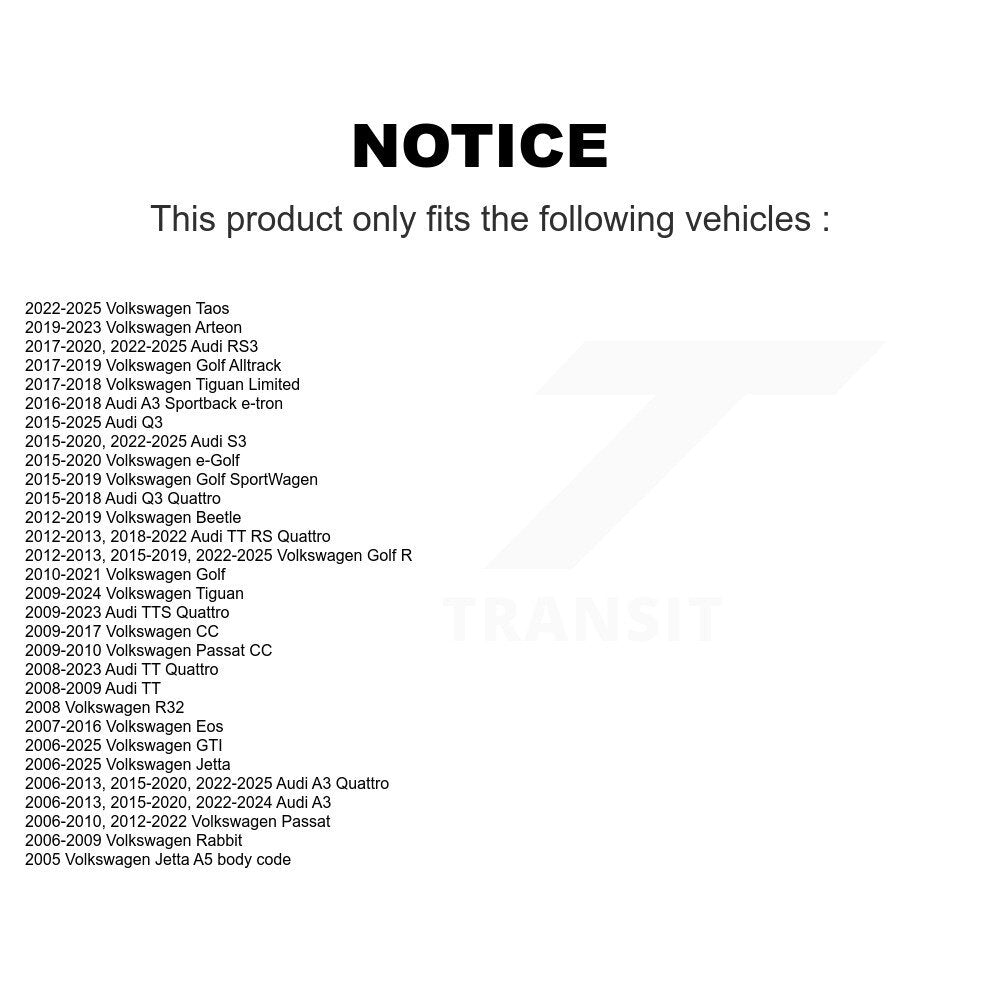 Suspension Control Arm Bushing Front Lower Forward Pair For Volkswagen Jetta Q3