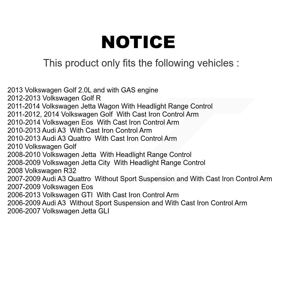 Lower Control Arm Front Kit For Volkswagen Jetta Golf GTI Audi Eos A3 City