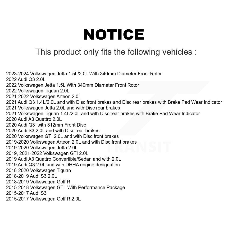Ceramic Brake Pad Extra Wear Sensor Front Kit For Volkswagen Tiguan Jetta Audi R