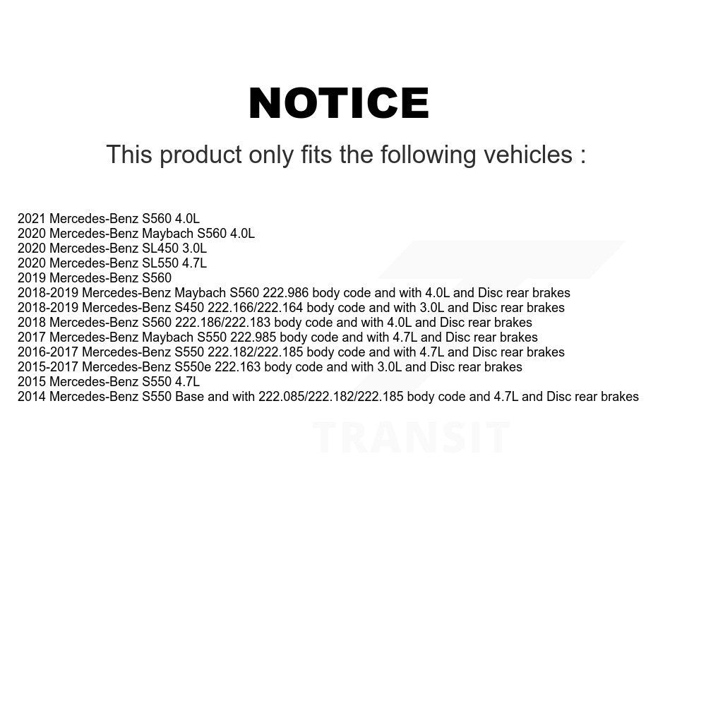 Ceramic Brake Pads & Wear Sensor Rear Kit For Mercedes-Benz S550 S560 SL450 S450