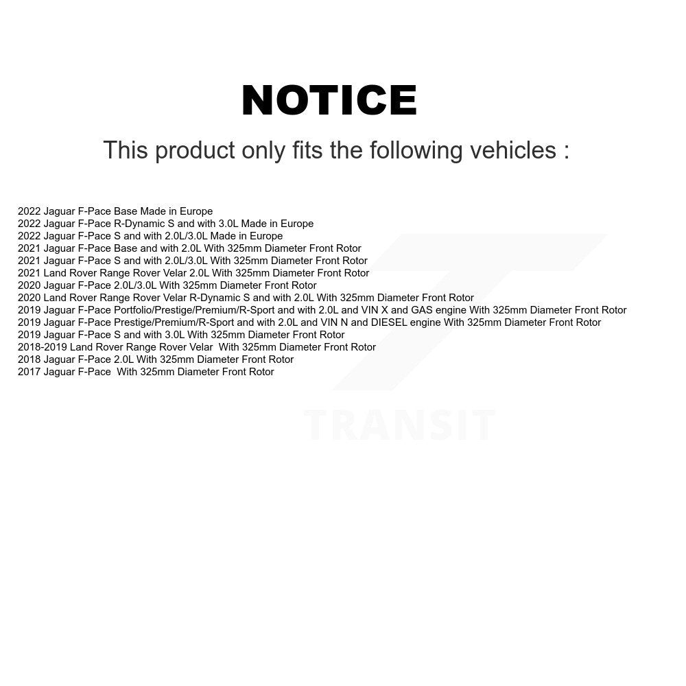 Ceramic Brake Pads Wear Sensor Rear Kit For Jaguar F-Pace Land Rover Range Velar