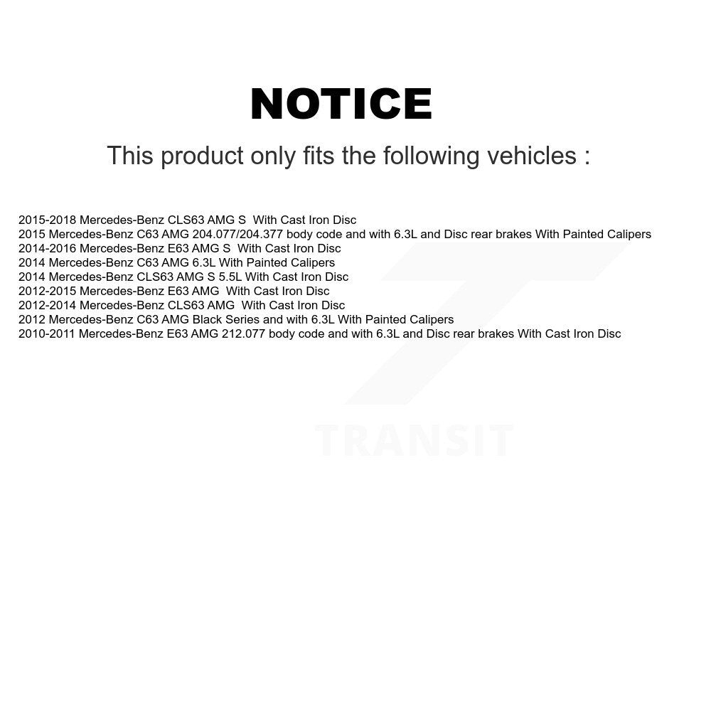 Ceramic Brake Pad And Wear Sensor Rear Kit For Mercedes-Benz C63 AMG E63 S CLS63