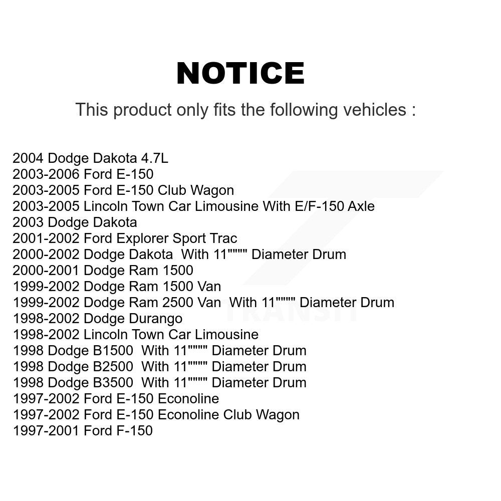 Drum Brake Shoe Rear NB-723B For Ford F-150 Dodge Dakota Ram 1500 Lincoln Town