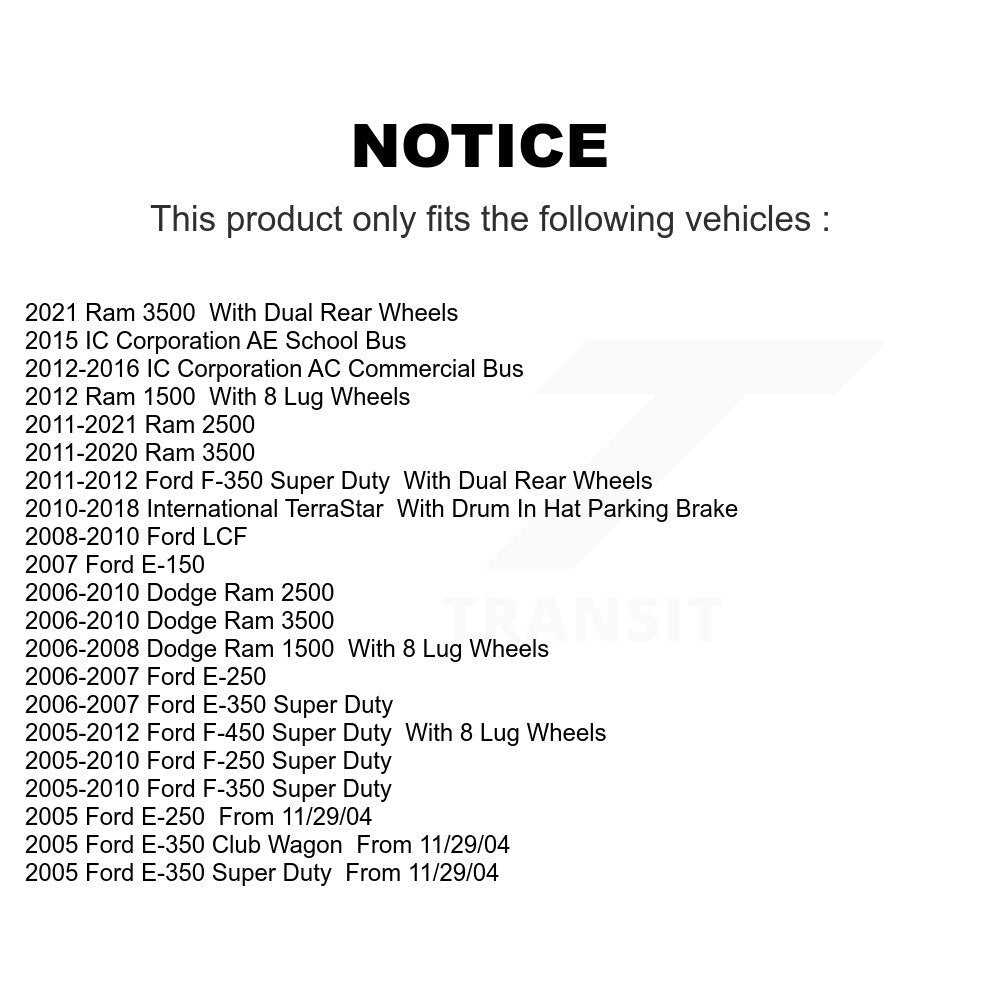 Parking Brake Shoe Rear NB-854B For Ram Ford Dodge 2500 3500 F-350 Super Duty IC